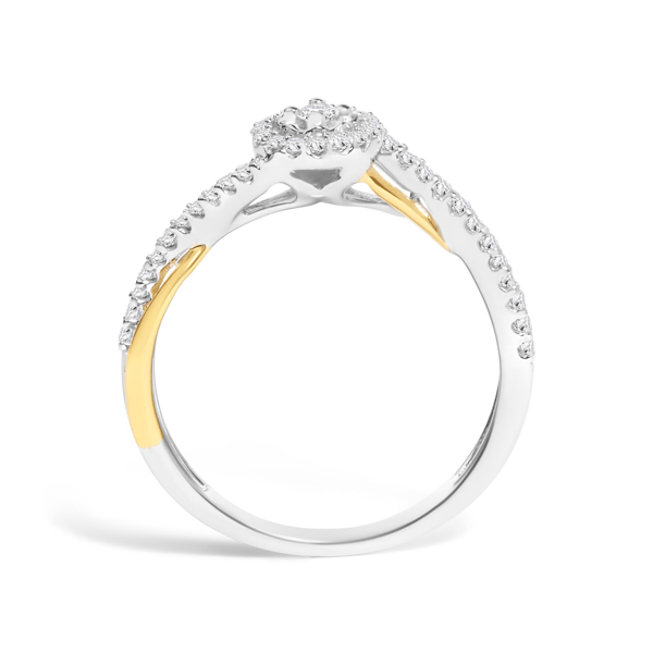 Haus of Brilliance 1/4ctw. Diamond Bypass & Halo Promise Ring