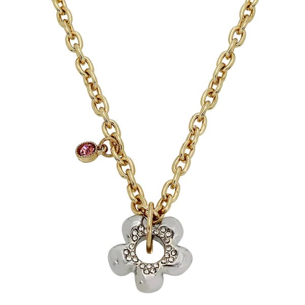 Steve Madden 2-Tone Puffy Flower Pendant Necklace