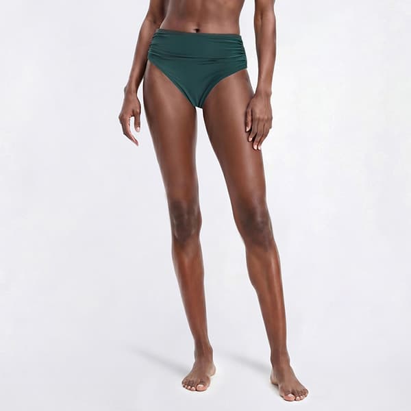 Womens Cupshe Solid Shirred High Waist Swim Bottom - image 