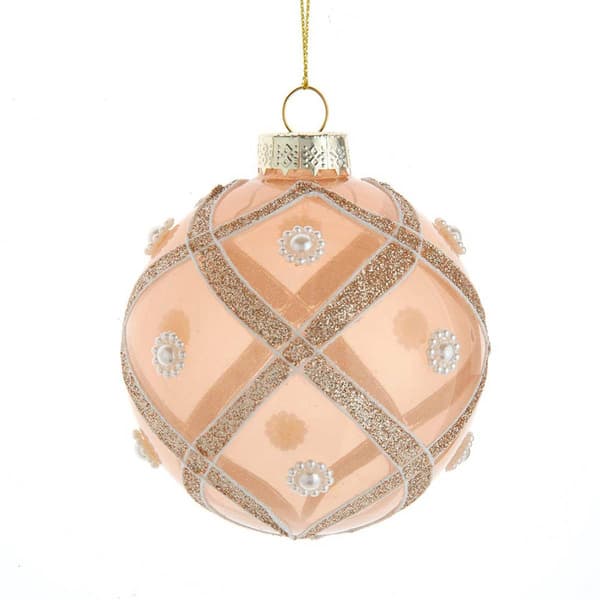 Kurt S. Adler 6pc. Champagne & Pearl Peach Glitter Ornaments Set - image 