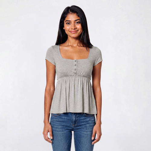 Juniors Madden Girl Square Neck Button Front Babydoll Top