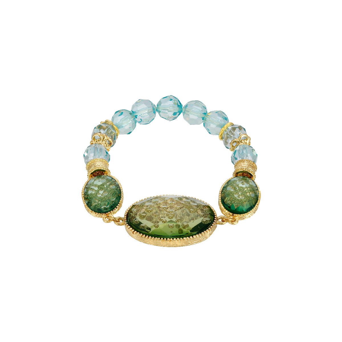 1928 Jewelry Aqua Oval Faceted Stretch Bracelet