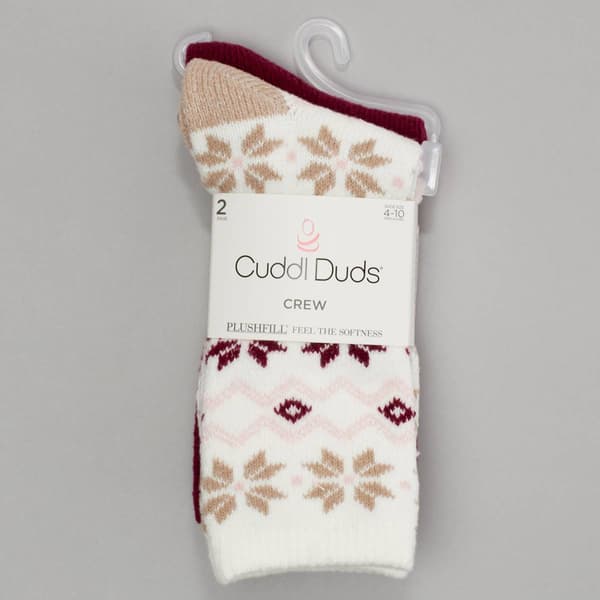Womens Cuddl Duds 2pk Fair Isle Boot Crew Socks - image 