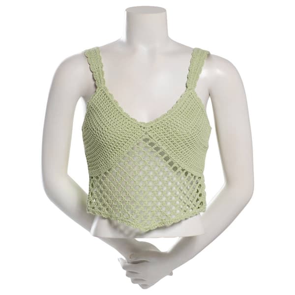 Juniors Jolie & Joy Scallop Edge Hanky Hem Crochet Crop Tank Top - image 