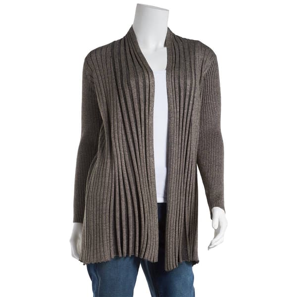 Plus Size Birch Long Sleeve Marled Fine Gauge Rib Cardigan