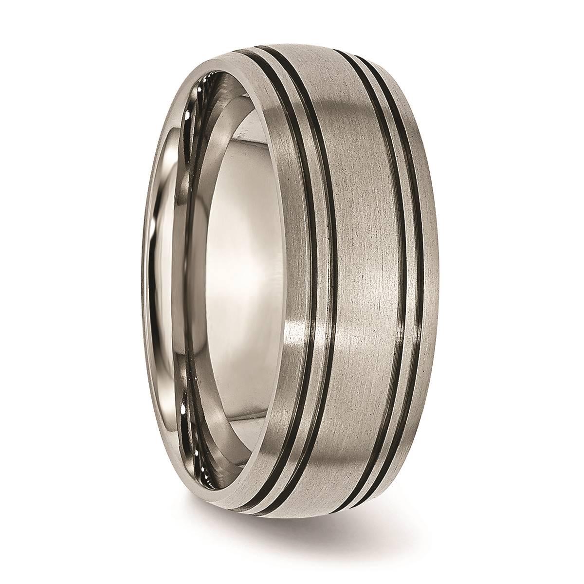 Mens Endless Affection™ 8mm Grooved Satin Edge Wedding Band