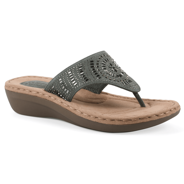 Womens Cliffs by White Mountain Cienna Memory Foam Thong Sandals - image 