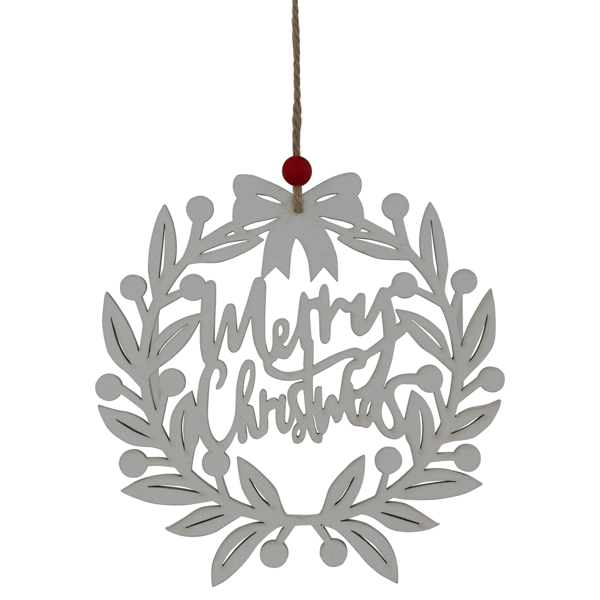 Northlight 8in. White "Merry Christmas" Wreath Cutout Ornament - image 