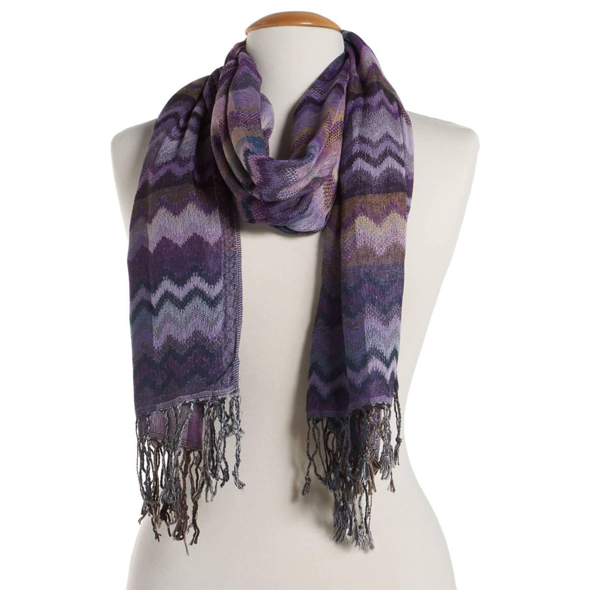 Womens Chevron Jacquard Pashmina
