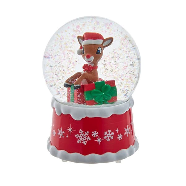 Kurt Adler 100mm Rudolph In Present Water Globe - image 