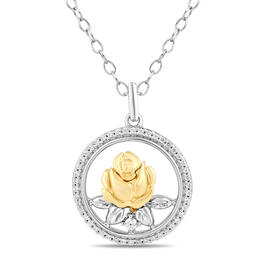 Enchanted Disney&#40;R&#41; Sterling Silver & Rose Gold Rose Necklace