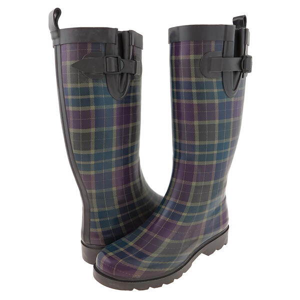Womens Capelli New York Blanket Plaid Rain Boots - image 