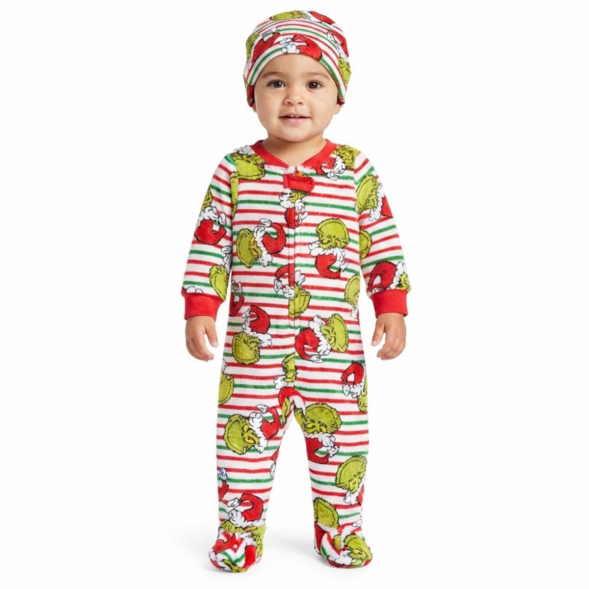Baby Unisex Grinch Long Sleeve Oneise w/Beanie