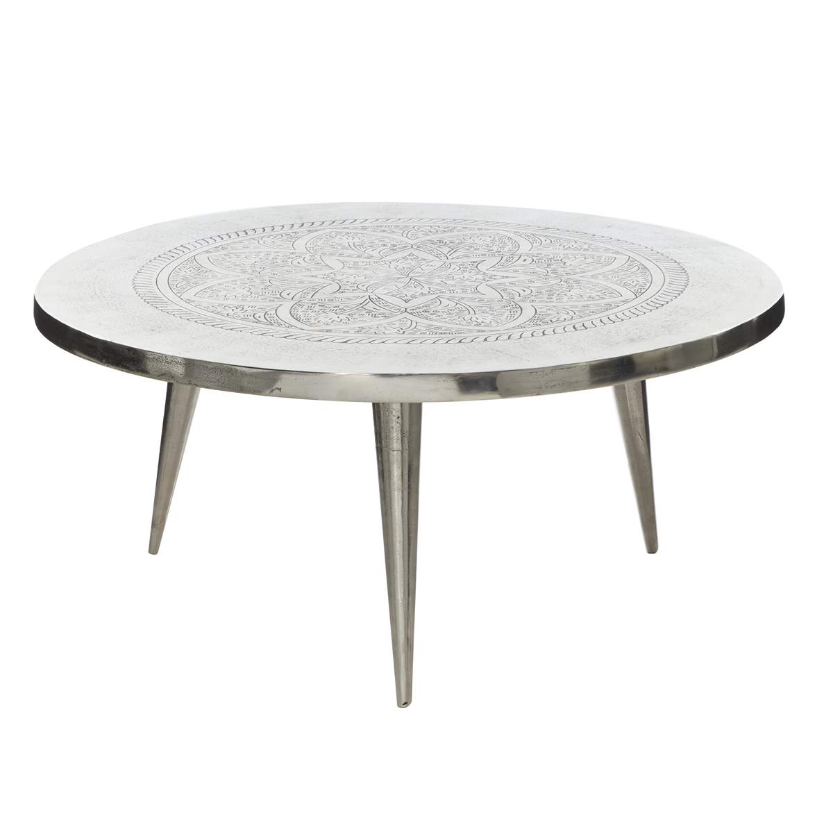 9th & Pike(R) Traditional Silver Aluminum Metal Coffee Table