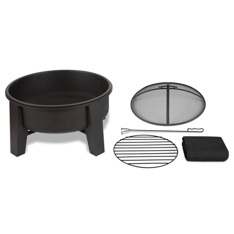 Real Flame Forsyth 35" Round Steel Wood Burning Fire Pit