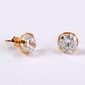 10kt Yellow Gold Round Cubic Zirconia Halo Stud Earrings - image 1