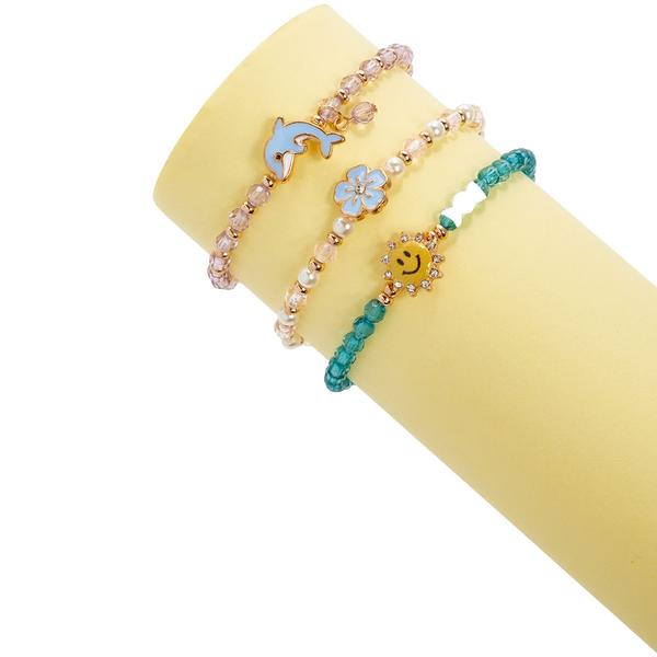 Lil'' Ashley Beaded Charm 3pc. Stretch Bracelet Set