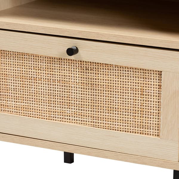 Baxton Studio Caterina Natural Brown Wood 1-Door Nightstand