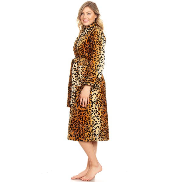 Womens White Mark Super Soft Cheetah Lounge Robe