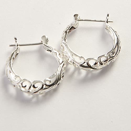 Sterling Silver Filigree Click Top Earrings - image 