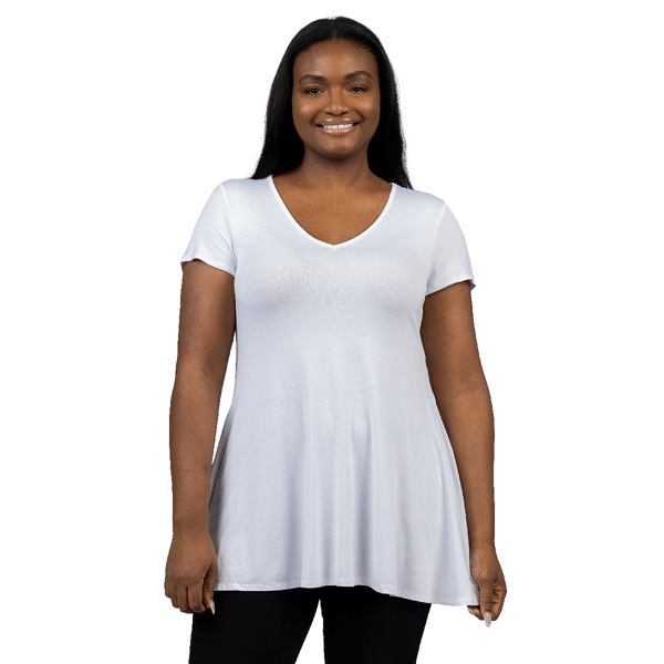 Plus Size 24/7 Comfort Apparel Short Sleeve V-Neck Tunic Top - image 