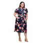 Plus Size 24/7 Comfort Apparel Navy Floral Flare Midi Dress - image 4