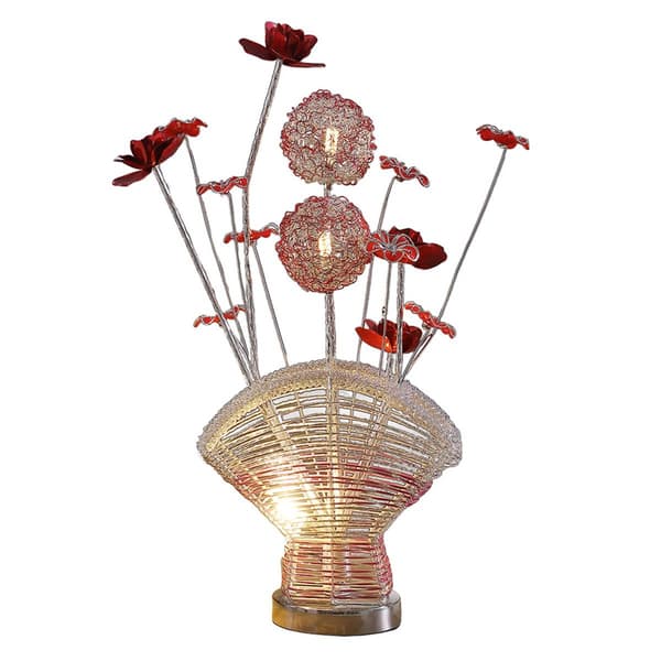 HomeRoots 22in. Acrylic Red Rose Bedside Table Lamp