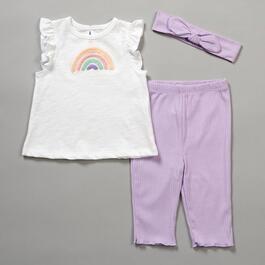 Baby Girl &#40;12-24M&#41; Sterling Baby 3pc. Rainbow Top & Capris Set