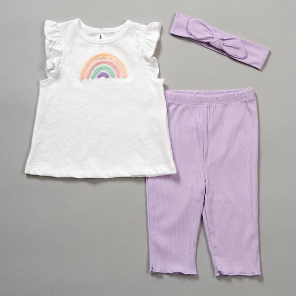 Baby Girl &#40;12-24M&#41; Sterling Baby 3pc. Rainbow Top & Capris Set - image 