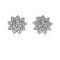 Sterling Silver Diamond Simulant Flower Earrings - image 1