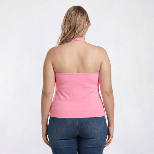 Juniors Plus Eye Candy Halter Top With Shelf Bra