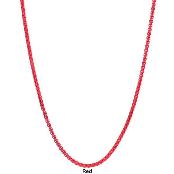Mens Lynx Stainless Steel Acrylic Coated Box Chain Necklace