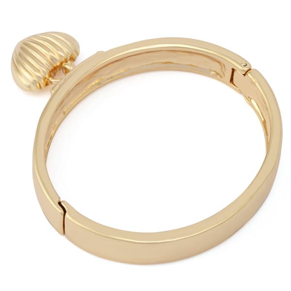 Steve Madden Gold Fluted Heart Charm Bangle Bracelet