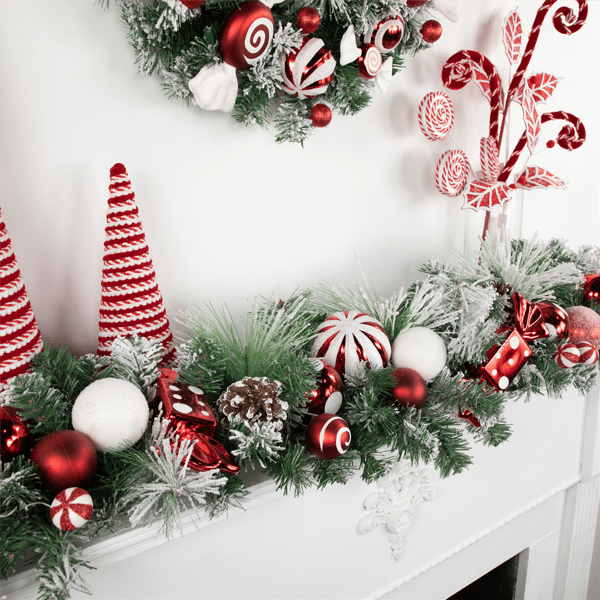 Northlight 6ft. Flocked Pine Christmas Garland with Ornaments