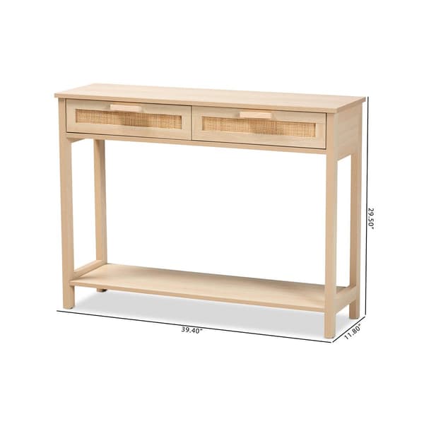 Baxton Studio Sebille Light Brown Wood 2-Drawer Console Table