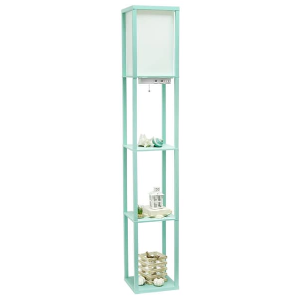 Simple Designs Floor Lamp Organizer Storage Shelf w/2 USB Ports