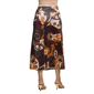 Womens 24/7 Comfort Apparel Brown Print Elastic Waist Maxi Skirt - image 3