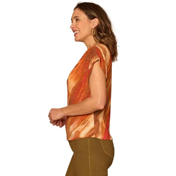 Womens Democracy Short Dolman Sleeve Abstract Blouse
