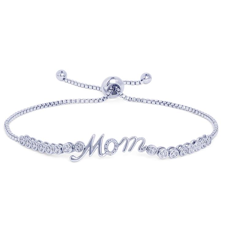 Gianni Argento Silver-Plated Diamond Mom Adjustable Bracelet