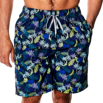 Young Mens Surf Zone Tropical Palm Print Swim Trunks - Boscov's