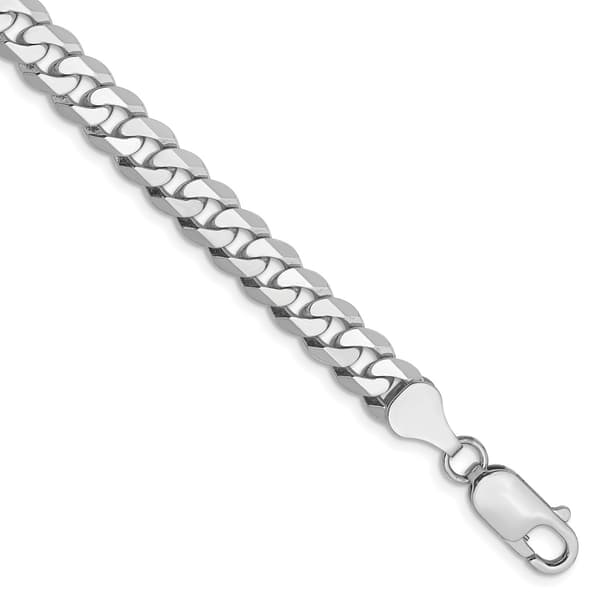 Gold Classics&#40;tm&#41; 6.25mm. White Gold Beveled Curb Bracelet - image 