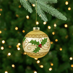 Northlight 2pk. Holly & Berries Christmas Glass Ball Ornaments