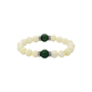 1928 Silver-Tone Mother of Pearl & Green Bead Stretch Bracelet - image 1