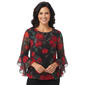 Womens Kasper 3/4 Ruffle Sleeve Blurred Floral Blouse - image 1