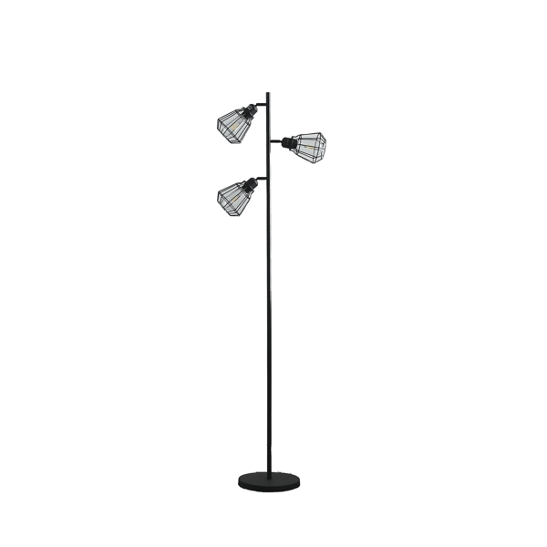 HomeRoots 66 Black Metal Three Light Tree Floor Lamp With Black - image 