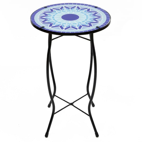 Northlight Seasonal 19in. Blue Sun Mosaic Patio Side Table - image 