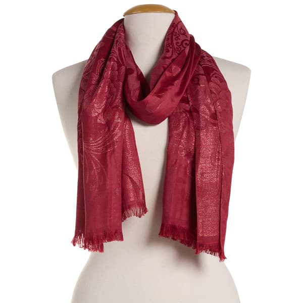Womens Renshun Floral Shimmer Oblong Scarf