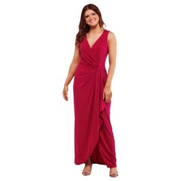 Womens Connected Apparel Sleeveless Side Drape Wrap Dress