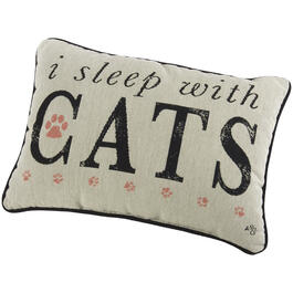 I Sleep with Cats Decorative Pillow - 12x17