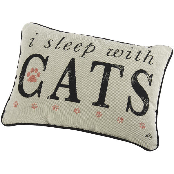 I Sleep with Cats Decorative Pillow - 12x17 - image 
